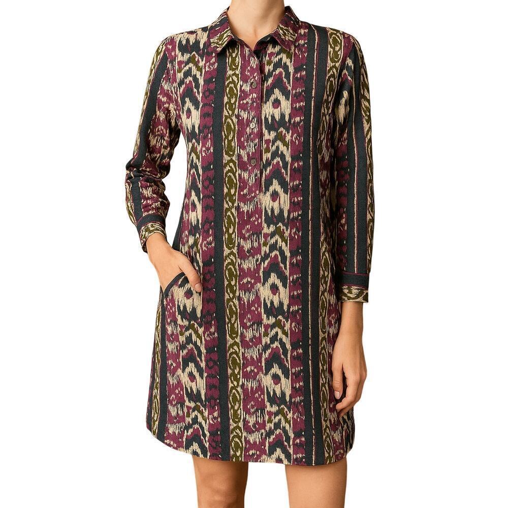 Roller Rabbit Abstract Shirt Tunic Dress Purple Green Size Medium